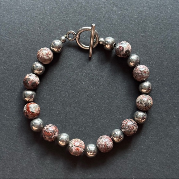 N/A Jewelry - Leopard Jasper Bead Bracelet | 7 IN